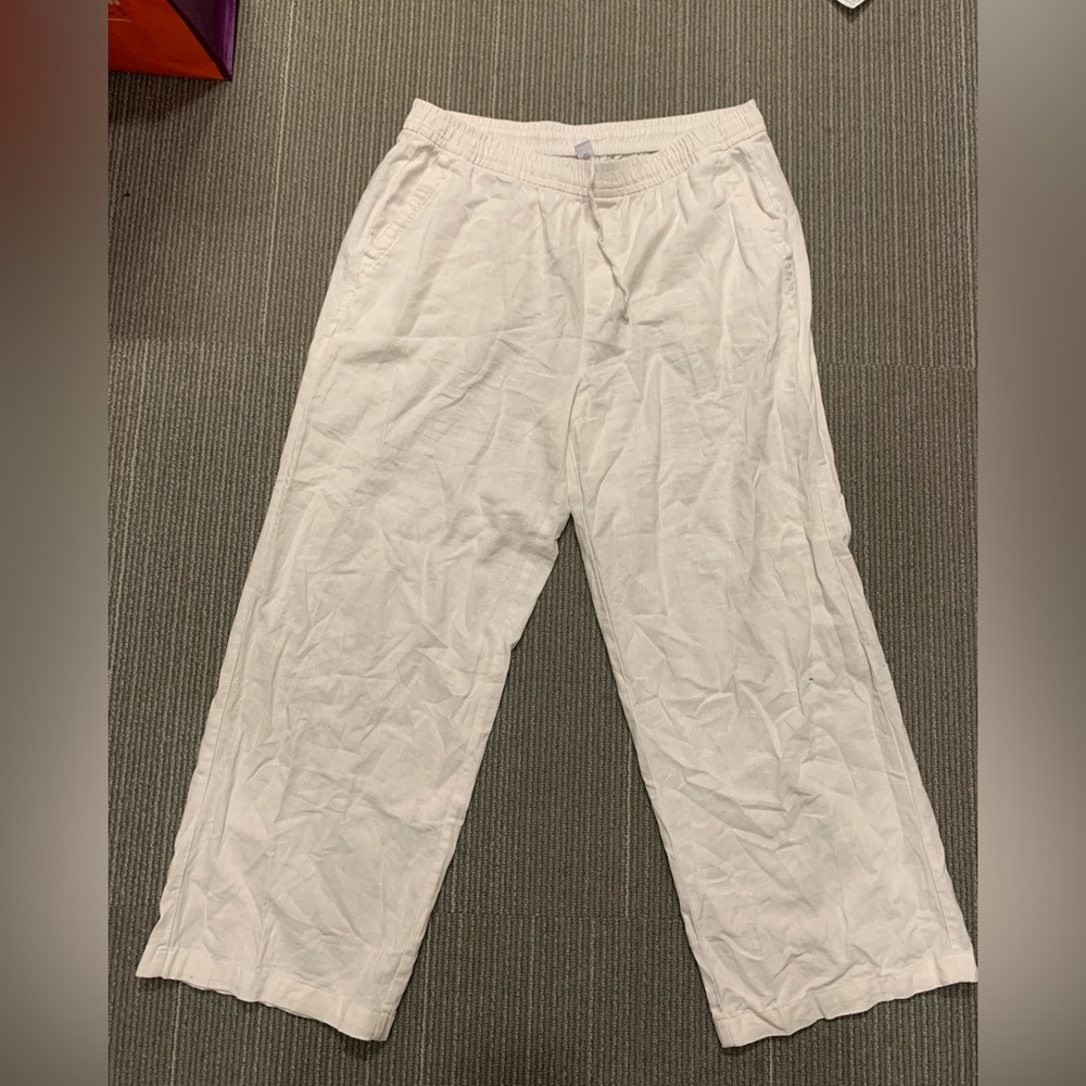 White linen pants
